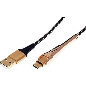 Datový kabel ROLINE GOLD USB 2.0 kabel, USB A(M) - USB C(M), s opěrkou, 1m - 11.02.8920
