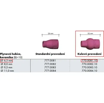 Svářečka Hubice keramická SR150/260W @6,5 - plyn.čočka