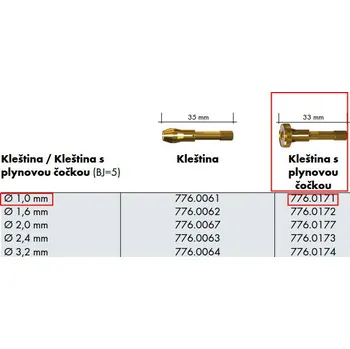 Svářečka Držák elektrody SR150/260W @1,0 - plyn.čočka