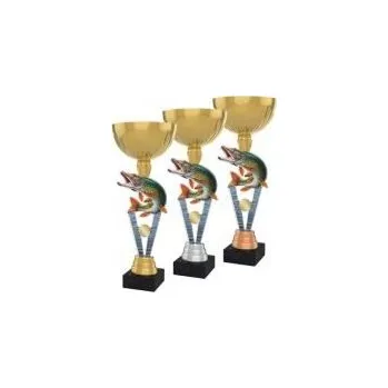 Rybářská trofej s kalichem - Barva: Stříbrná Text: Žádný Výška: 33cm