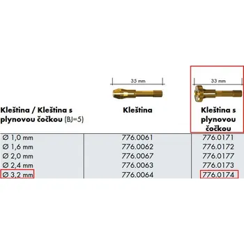 Svářečka Držák elektrody SR150/260W @3,2 - plyn.čočka