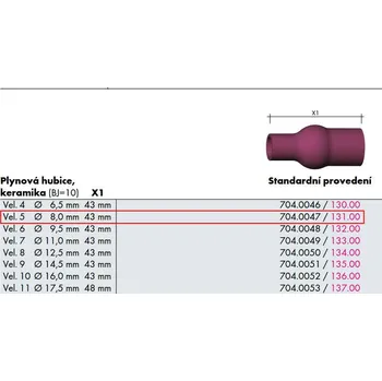 Svářečka Hubice keramická NASAZ D8,0/D21x44 - č.5 - L