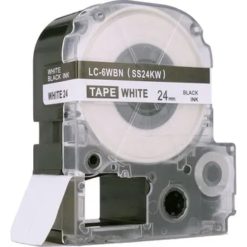 Pásek do tiskárny Epson LC-SS24KW, 24mm x 8m, černý tisk / bílý podklad, kompatibilní páska
