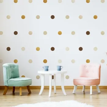 Samolepící dekorace ELIS DESIGN Samolepky puntíky - hnědé a zlaté