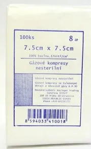 Kompres ZSZ Gáza kompresní nesterilní 7.5 x 7.5 cm/100 ks 8 vrstev