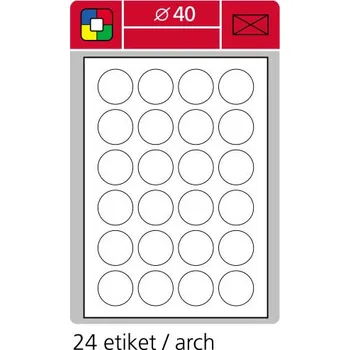 Samolepící etiketa Samolepící etikety A4 SK LABEL kulaté průměr 40 mm, 100 archů, červené