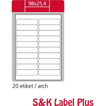 Samolepící etiketa Samolepící etikety SK LABEL Plus A4 98 x 25,4 mm, 100 archů