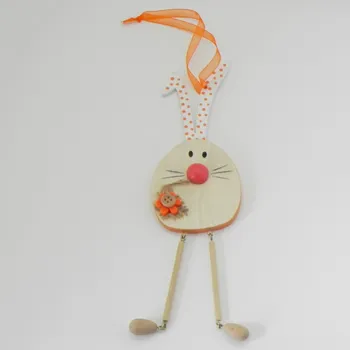 Velikonoční dekorace Zajíček závěs dřevo oranžová (HDC-14156B)