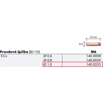 Svářečka Průvlak E-Cu M6/MB @1,0
