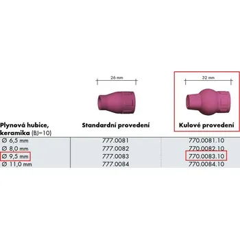 Svářečka Hubice keramická SR150/260W @10,0 - plyn.čočka