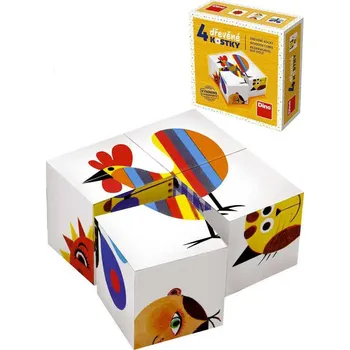 Dřevěná hračka Dino Baby kubus set 4 ks