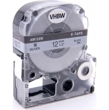 Pásek do tiskárny Epson LC-SM12X, 12mm x 8m, černý tisk / matný stříbrný podklad, kompatibilní páska