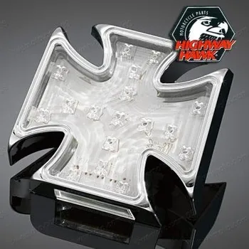 Osvětlení pro motocykl Koncové moto světlo Highway Hawk GOTHIC s LED, osvětlení SPZ, E-mark, chrom (1ks) Chrom