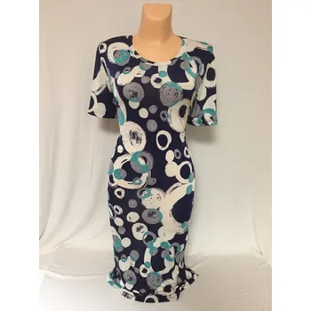 Dámské šaty Šaty s 3/4, nebo krátkým rukávem BIARA, Barva Modrá, Velikost XXL 48, Materiál 98% Polyester 2% Lycra