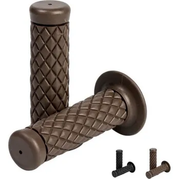 Gripy CAFE RACER style 22mm bez uchycením lanek, hnědá (2ks) Černá