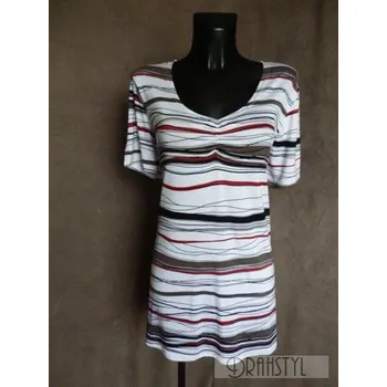 Bílá proužkovaná halenka VANDA xxl, Barva Bílá, Velikost XXL52, Materiál 96% Viskoza 4% Lycra