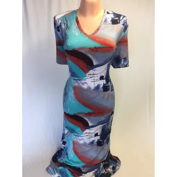 Dámské šaty Dámské šaty BOKADA, Barva Tyrkysová, Velikost XXL 48, Materiál 98% Polyester 2% Lycra