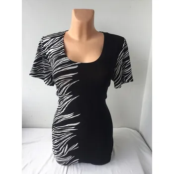 Dámská tunika Společenská halenka JITKA černobílá, Barva Černá, Velikost XL 44, Materiál 100% Viskoza