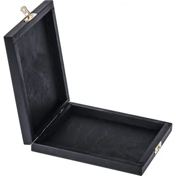 Dárková krabička FK Dřevěná krabička plochá - Černá 17x15x3