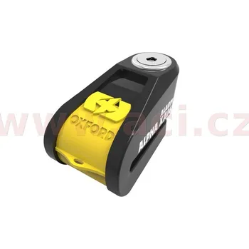 Motozámek zámek kotoučové brzdy Alpha Alarm XA14, OXFORD - Anglie (integrovaný alarm, žlutý/černý, průměr čepu 14 mm)