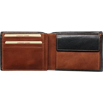 Módní doplněk SEGALI Pánská kožená peněženka 2907114005C černá koňak