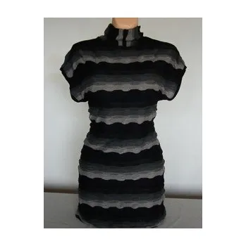 Dámský svetr Svetřík SAŠLA, Barva Černá s hnědou, Velikost XXXL 54, Materiál 98% Polyester 2% Lycra