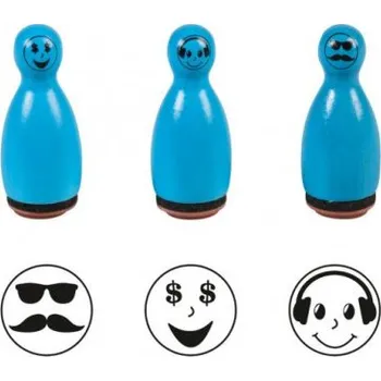 Razítko HEYDA Razítka dřevěné kuželky 1,6x3,5 modré 3ks