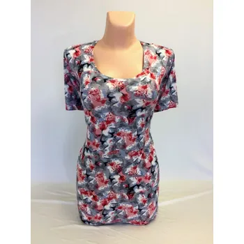 Dámská tunika Halenka BOHUNKA šedo bílo červená, Barva Šedá, Velikost L 42 , Materiál 96% Viskoza 4% Lycra