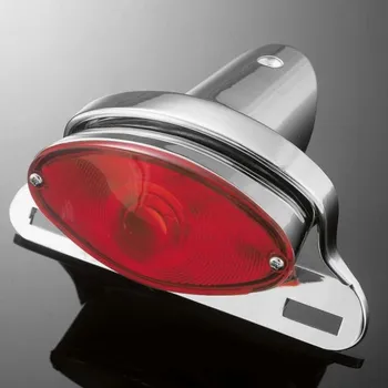 Osvětlení pro motocykl Highway Hawk Koncové světlo na motorku CATEYE s držákem SPZ, E-mark, chrom (1ks)