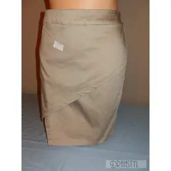 Dámská sukně Plátěná minisukně rovná 40,42, Barva Béžová, Velikost L 42 , Materiál 98% Bavlna 2% Lycra