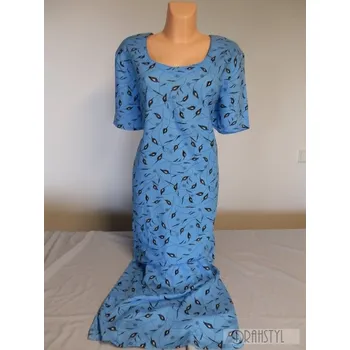Dámské šaty Šaty LÍSTEČKY 46,48, Barva Světle modrá, Velikost XL48, Rukáv Krátký rukáv