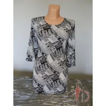 Dámská halenka Halenka SAWANA, Barva Bílá s černým tiskem, Velikost XXXL 54, Materiál 96% Viskoza 4% Lycra