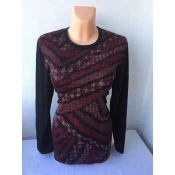 Dámská tunika Pulovr KLIPO s černými rukávy., Barva Vínová, Velikost XXL 48, Materiál 98% Polyester 2% Lycra