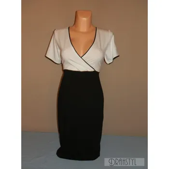 Dámské šaty Bíločerné šaty SVÁTKA, Barva Černobílá, Velikost XL 44, Materiál 96% Viskoza 4% Lycra