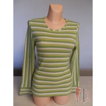 Dámský svetr Pruhovaný svetr zelený 38,40, Barva Zelená, Velikost M40 , Materiál 100%Akryl