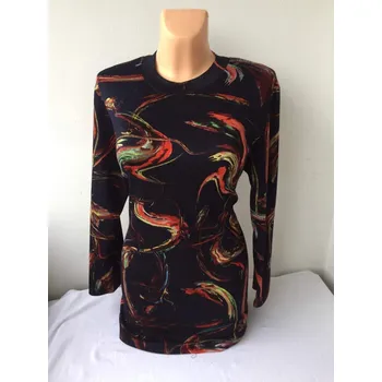 Dámský svetr Modrý pulovr se vzorem PIKLA, Barva Modrá, Velikost XL 44, Materiál 64%Viskoza 31%Pe5%Pu