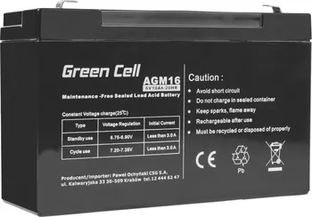 Záložní baterie Green Cell AGM 6 V 10 Ah