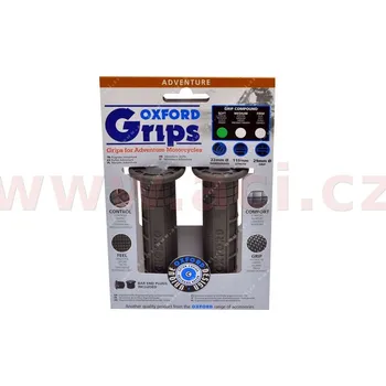 gripy Adventure, OXFORD - Anglie (tmavě šedá pryž, tvrdost pryže medium, na řidítka o průměru 22 mm, pár)