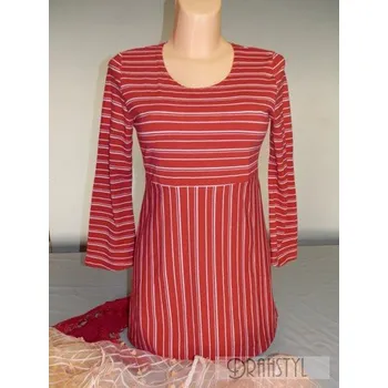 Dámská halenka Tunika EMARA s proužky teplá, Barva Červená, Velikost L 42 , Materiál 64%Viskoza 31%Pe5%Pu