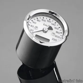 Osvětlení pro motocykl Highway Hawk Tachometr elekronický 220km/h, 48mm, chrom/černý/LED bílá Chrom