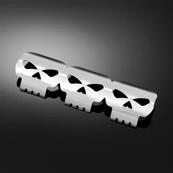 Výfuk pro motocykl Highway Hawk Kryt výfuku SKULL pro průměr 60mm, chrom (1ks) Chrom