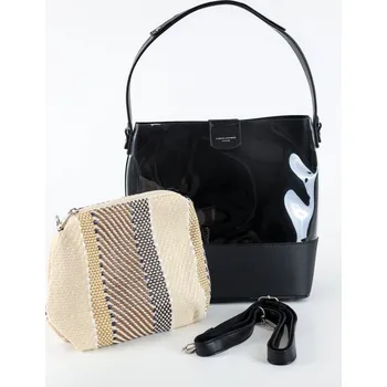 Kabelka Dámská průhledná kabelka na rameno+kabelka etue David Jones 6268-1 černá | KabelkyproVas.cz