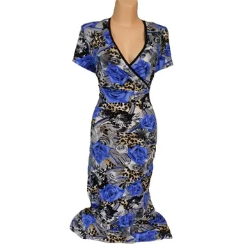 Dámské šaty Šaty RŮŽA, Barva Modrá, Velikost XXXL 54, Materiál 96% Viskoza 4% Lycra