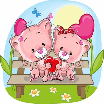 Samolepící dekorace Zamilované kočičky samolepka na zeď - M