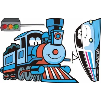 Samolepící dekorace Modrá lokomotiva samolepka na zeď - M