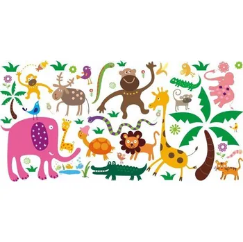 Samolepící dekorace Sada podívná zvířátka samolepka na zeď - S