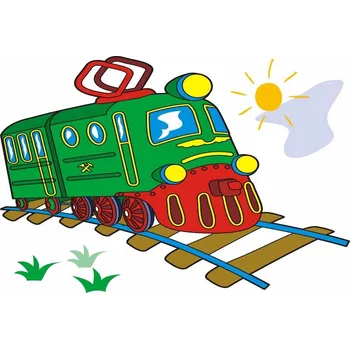 Samolepící dekorace Zelená lokomotiva samolepka na zeď - M