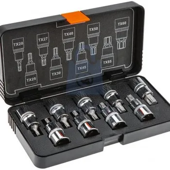 Bit Sada zástrčných hlavic TORX, 9 dílů, NEO tools sada, balení 1 ks