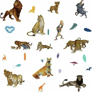 Samolepící dekorace RoomMates Samolepka na zeď Lví Král a přátelé - 4 archy 91x44 cm