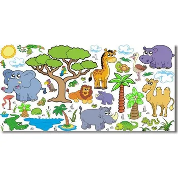 Samolepící dekorace Sada zvířátka safari samolepka na zeď - M
